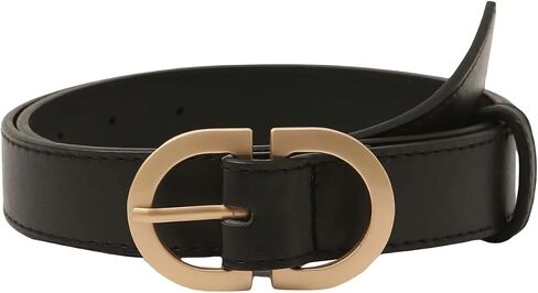 WDIRARA Women's PU Leather Waist Belt Oval Buckle Belt with Hole Punch for Pants in Saudi Arabia