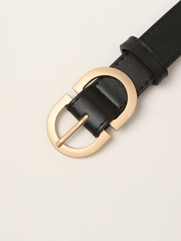 WDIRARA Women's PU Leather Waist Belt Oval Buckle Belt with Hole Punch for Pants in Saudi Arabia