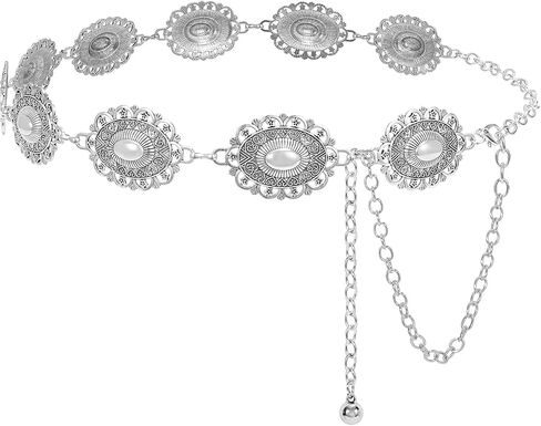 SUOSDEY Women Metal Waist Chain Belt Concho Western Cowgirls Country Belt for Jeans Dress in Saudi Arabia