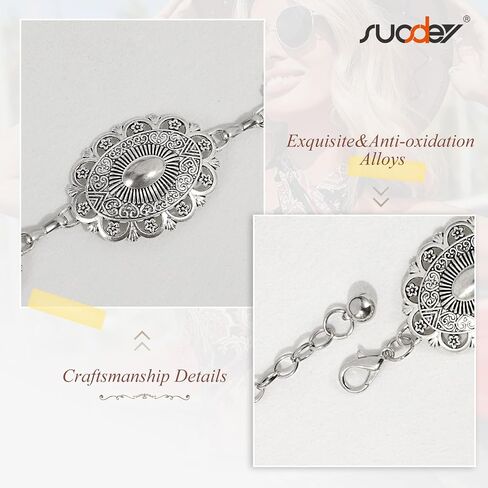 SUOSDEY Women Metal Waist Chain Belt Concho Western Cowgirls Country Belt for Jeans Dress in Saudi Arabia