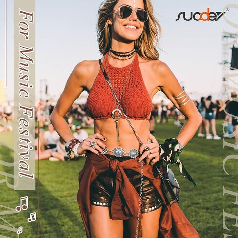 SUOSDEY Women Metal Waist Chain Belt Concho Western Cowgirls Country Belt for Jeans Dress in Saudi Arabia