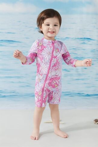 UMELOK Baby Girls' One Piece Swimsuit Full Zip UPF 50+ Sun Protection Swimwear Rash Guard Swim Suit in Saudi Arabia