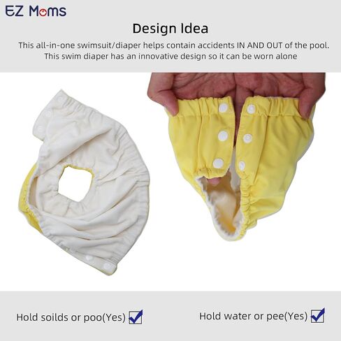 EZ Moms 2 Packs Reusable Swim Diapers Toddler Baby Swim Diaper Size 2 Washable Snap Pool Swimming Diaper 2T Soft and Silky Waterproof Diapers for Swimming Lessons Boys and Girls with a Laundry Bag in Saudi Arabia
