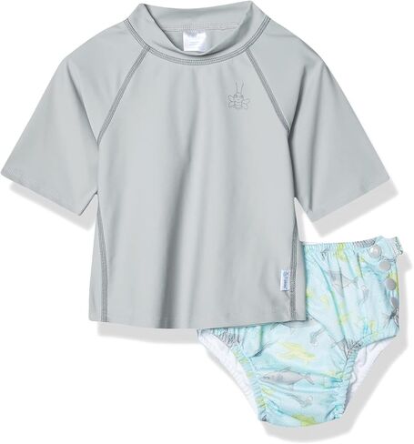 i play. Baby-Girls Short Sleeve Rashguard Set with Snap Reusable Absorbent Swimsuit Diaper in Saudi Arabia