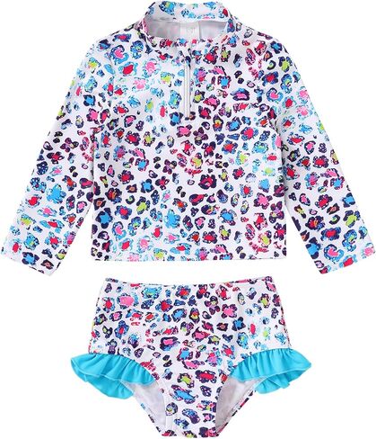 طقم ملابس سباحة صيفي للفتيات الصغيرات والأطفال الصغار من Rash Guard ملابس الشاطئ مع عامل حماية من الأشعة فوق البنفسجية 50+ بدلة استحمام تانكيني للأطفال in Kuwait