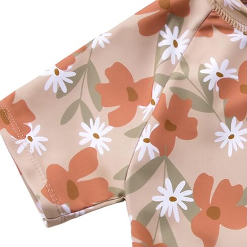طقم سباحة Cadocado Girls Chic 3 قطع من ملابس السباحة Rash Guard بعامل حماية من الأشعة فوق البنفسجية 50+ بأكمام قصيرة وزهور in Kuwait