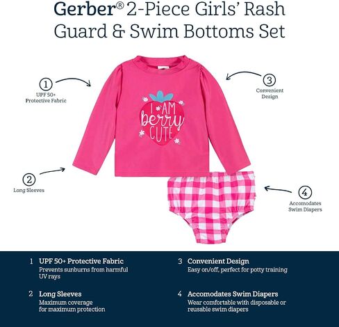 مجموعة ملابس السباحة Rashguard بأكمام طويلة للفتيات من Gerber in Saudi Arabia