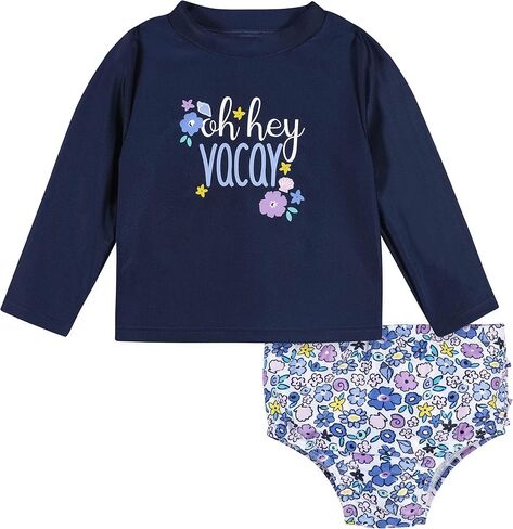 Gerber Baby & Toddler Girls Long Sleeved Rashguard Swimsuit Rash Guard Set in Saudi Arabia