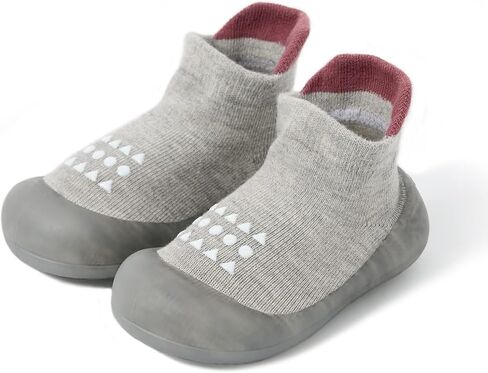 Baby Toddler Sock Shoes Walking Shoes Infant Boys Girls Slippers | Non-Slip Sole,Anti-Collision Rubber Toe,Heel Pull Tab Design for Easy On and Off,Breatnable & High-Elastic Fabric,Lightweight in Saudi Arabia