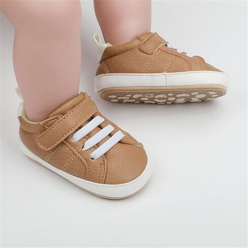 SOFMUO Baby Boys Girls High Top Ankle PU Leather Sneakers Soft Rubber Sole Infant Moccasins Newborn Oxford Loafers Anti-Slip Toddler Wedding Uniform Dress Shoes in Kuwait