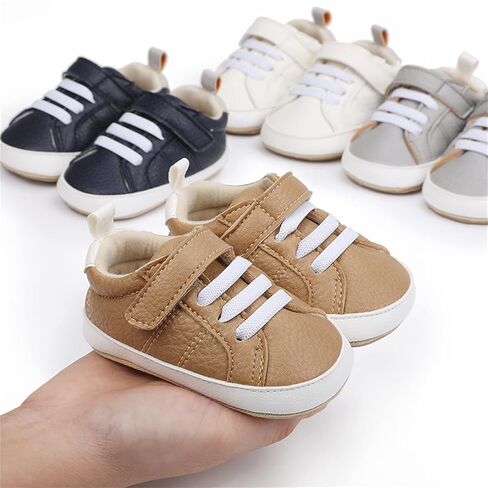 SOFMUO Baby Boys Girls High Top Ankle PU Leather Sneakers Soft Rubber Sole Infant Moccasins Newborn Oxford Loafers Anti-Slip Toddler Wedding Uniform Dress Shoes in Kuwait