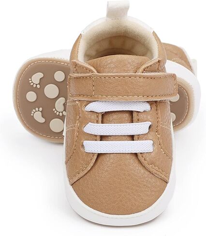 SOFMUO Baby Boys Girls High Top Ankle PU Leather Sneakers Soft Rubber Sole Infant Moccasins Newborn Oxford Loafers Anti-Slip Toddler Wedding Uniform Dress Shoes in Kuwait