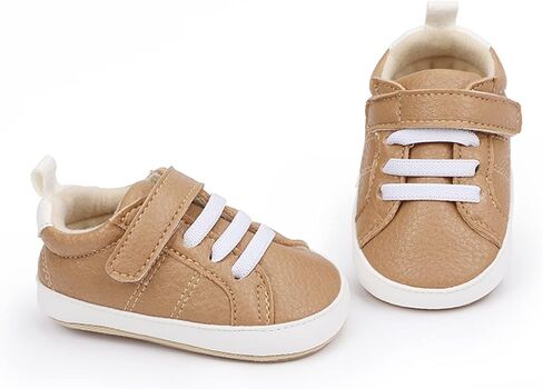 SOFMUO Baby Boys Girls High Top Ankle PU Leather Sneakers Soft Rubber Sole Infant Moccasins Newborn Oxford Loafers Anti-Slip Toddler Wedding Uniform Dress Shoes in Kuwait