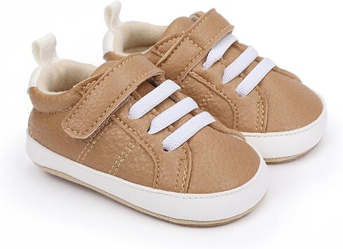 SOFMUO Baby Boys Girls High Top Ankle PU Leather Sneakers Soft Rubber Sole Infant Moccasins Newborn Oxford Loafers Anti-Slip Toddler Wedding Uniform Dress Shoes in Kuwait