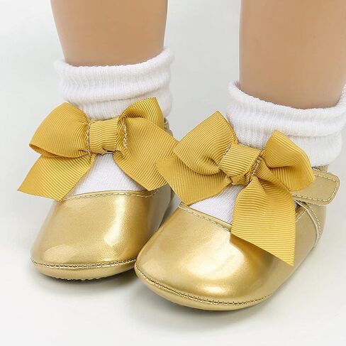 Aellons Infant Baby Girls Cute Mary Jane Flats Princess Bowknot Wedding Dress Shoes Pre-Walking in Kuwait