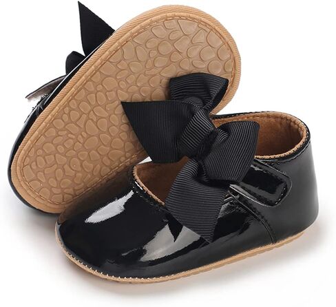 E-FAK Baby Girls Shoes Mary Jane Flats Shoes Anti-Slip Soft Rubber Sole Toddler First Walkers Princess Dress Shoes in Kuwait