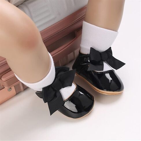 E-FAK Baby Girls Shoes Mary Jane Flats Shoes Anti-Slip Soft Rubber Sole Toddler First Walkers Princess Dress Shoes in Kuwait
