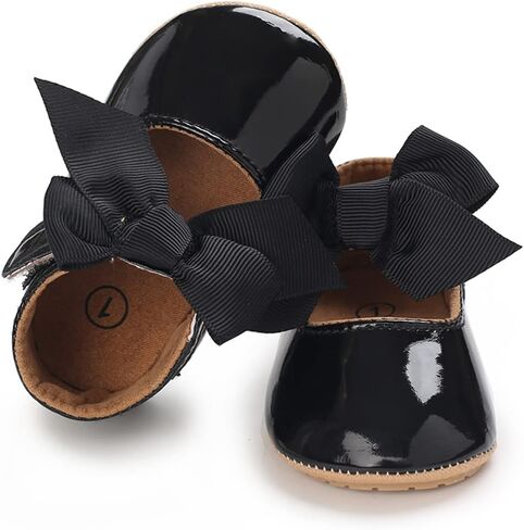 E-FAK Baby Girls Shoes Mary Jane Flats Shoes Anti-Slip Soft Rubber Sole Toddler First Walkers Princess Dress Shoes in Kuwait