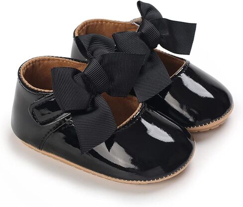 E-FAK Baby Girls Shoes Mary Jane Flats Shoes Anti-Slip Soft Rubber Sole Toddler First Walkers Princess Dress Shoes in Kuwait