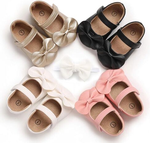 E-FAK Baby Girls Shoes Mary Jane Flats Shoes Anti-Slip Soft Rubber Sole Toddler First Walkers Princess Dress Shoes in Saudi Arabia