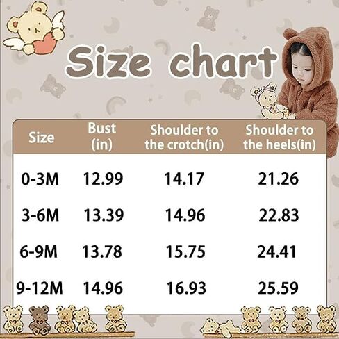 UVIPC Newborn Baby Bear Fleece Outfit Footie Jumpsuit Winter Romper Snowsuit outfit Bear Suit Warm Hooded Outfits in Saudi Arabia
