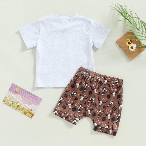 Kupretty Baby Boy Clothes Toddler Fishing Tee Shirt Shorts Set | 3 6 12 18 24 Months 2T 3T 4T Clothing Set Toddler Summer Outfit Fish T-Shirt Shorts Go Fishing with Daddy in Saudi Arabia