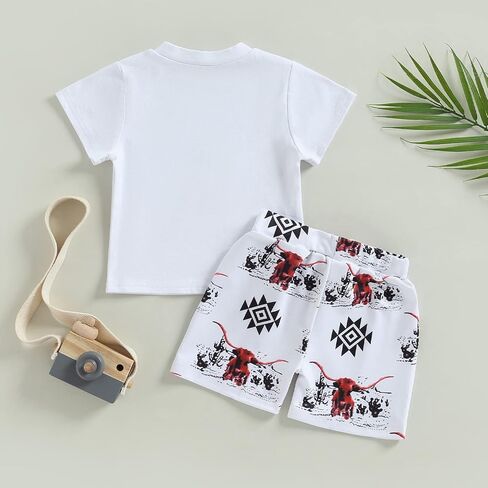 Kupretty Baby Boy Clothes Toddler Fishing Tee Shirt Shorts Set | 3 6 12 18 24 Months 2T 3T 4T Clothing Set Toddler Summer Outfit Fish T-Shirt Shorts Go Fishing with Daddy in Saudi Arabia