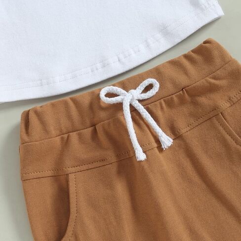 YINGISFITM Toddler Baby Boy Clothes Letter Short Sleeve T Shirt Top Boys Shorts with Pocket Cute Summer Outfit 2Pcs Set in Saudi Arabia