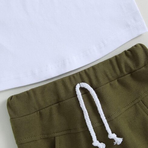 Adobabirl Baby Boy Shorts Set Summer Clothes Short Sleeve Striped Pocket Tshirt and Shorts Casual Toddler Boy Outfits in Kuwait