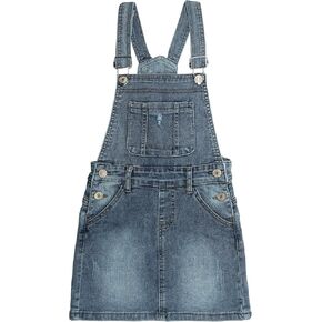 KIDSCOOL SPACE Baby Little Girls Skirt,Ripped Soft Strechy Denim Girls Summer Overalls Dress