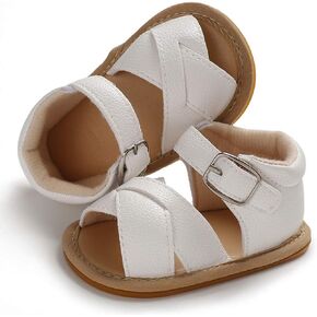 SOFMUO Baby Girls Braided Sandals Anti-Slip Rubber Sole Infant Summer Shoes | Soft Woven Sandals, Anti-Slip Rubber Sole,Hook &Loop Closure,Summer First Walkers for Infant Toddler Girls in Saudi Arabia