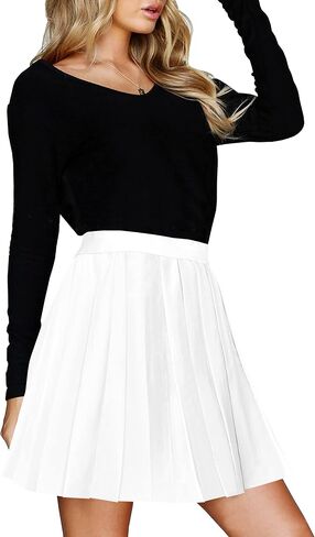 Afibi Women Short Uniform High Waist Pleated Skater Tennis Skirt with Shorts in Kuwait