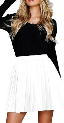 Afibi Women Short Uniform High Waist Pleated Skater Tennis Skirt with Shorts in Kuwait
