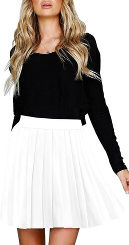 Afibi Women Short Uniform High Waist Pleated Skater Tennis Skirt with Shorts in Kuwait