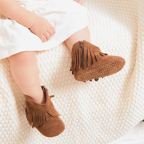 Miamooi Infant Baby Boys Girls Booties Newborn Cozy Fleece Warm Winter Boots Toddler Non-Slip Lace Up First Walking Shoes in Saudi Arabia