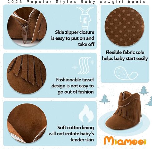 Miamooi Infant Baby Boys Girls Booties Newborn Cozy Fleece Warm Winter Boots Toddler Non-Slip Lace Up First Walking Shoes in Saudi Arabia