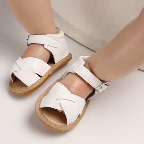 SOFMUO Baby Girls Braided Sandals Anti-Slip Rubber Sole Infant Summer Shoes | Soft Woven Sandals, Anti-Slip Rubber Sole,Hook &Loop Closure,Summer First Walkers for Infant Toddler Girls in Kuwait