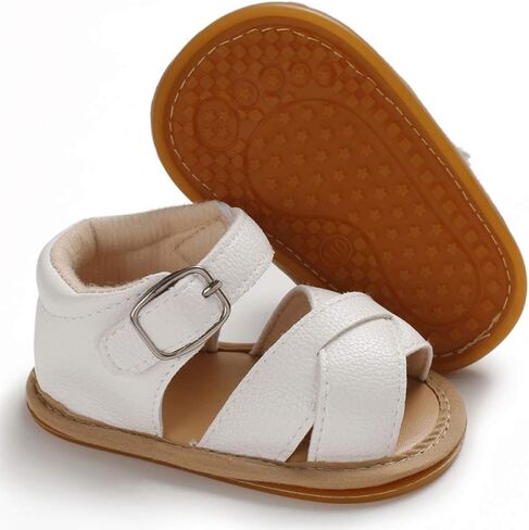 SOFMUO Baby Girls Braided Sandals Anti-Slip Rubber Sole Infant Summer Shoes | Soft Woven Sandals, Anti-Slip Rubber Sole,Hook &Loop Closure,Summer First Walkers for Infant Toddler Girls in Kuwait