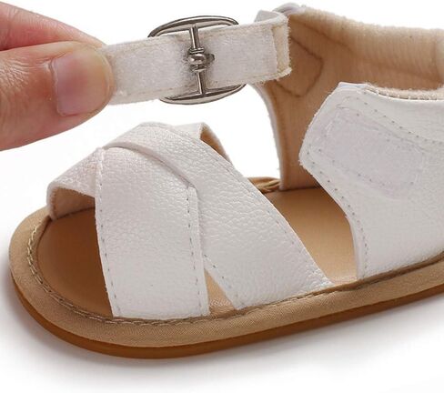 SOFMUO Baby Girls Braided Sandals Anti-Slip Rubber Sole Infant Summer Shoes | Soft Woven Sandals, Anti-Slip Rubber Sole,Hook &Loop Closure,Summer First Walkers for Infant Toddler Girls in Kuwait