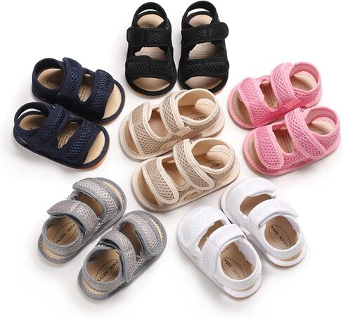 SOFMUO Baby Girls Braided Sandals Anti-Slip Rubber Sole Infant Summer Shoes | Soft Woven Sandals, Anti-Slip Rubber Sole,Hook &Loop Closure,Summer First Walkers for Infant Toddler Girls in Saudi Arabia
