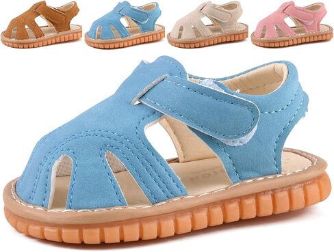 CINDEAR Boys Girls Summer Squeaky Sandals Closed-Toe Anti-Slip Premium Rubber Sole Toddler First Walkers Shoes in Kuwait