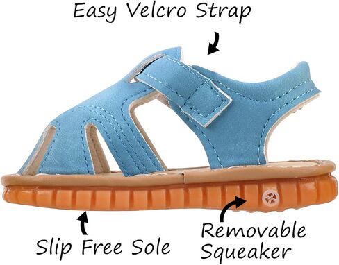 CINDEAR Boys Girls Summer Squeaky Sandals Closed-Toe Anti-Slip Premium Rubber Sole Toddler First Walkers Shoes in Kuwait