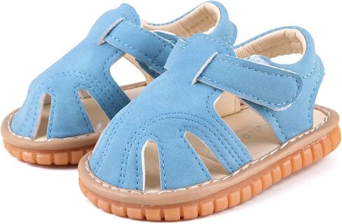 CINDEAR Boys Girls Summer Squeaky Sandals Closed-Toe Anti-Slip Premium Rubber Sole Toddler First Walkers Shoes in Kuwait