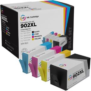 LD Products Compatible Replacement for HP 902xl Ink Cartridges Combo Pack 902 XL High Yield (1 Black 1 Cyan 1 Magenta 1 Yellow 4-Pack) for OfficeJet Pro 6950 6958 6962 6963 6964 6968 6978 6970 6979 in Kuwait