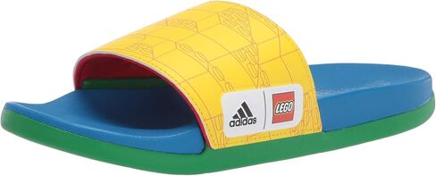 adidas Adilette Comfort Slide Sandal, Yellow/Red/Shock Blue, 4 US Unisex Big Kid in Kuwait