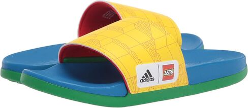 adidas Adilette Comfort Slide Sandal, Yellow/Red/Shock Blue, 4 US Unisex Big Kid in Kuwait