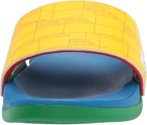 adidas Adilette Comfort Slide Sandal, Yellow/Red/Shock Blue, 4 US Unisex Big Kid in Kuwait