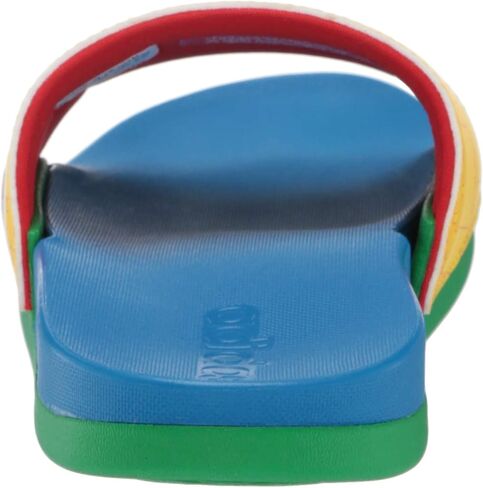 adidas Adilette Comfort Slide Sandal, Yellow/Red/Shock Blue, 4 US Unisex Big Kid in Kuwait