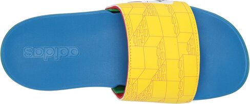 adidas Adilette Comfort Slide Sandal, Yellow/Red/Shock Blue, 4 US Unisex Big Kid in Kuwait