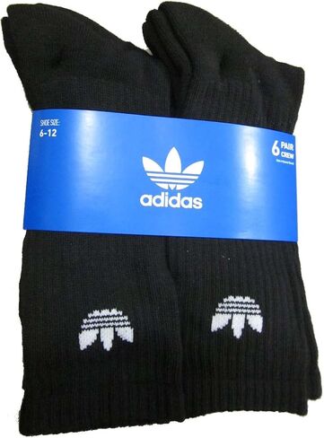 adidas Originals mens Trefoil Crew Socks (6-pair) (Shoe: 6-12, Originals Black) in Saudi Arabia
